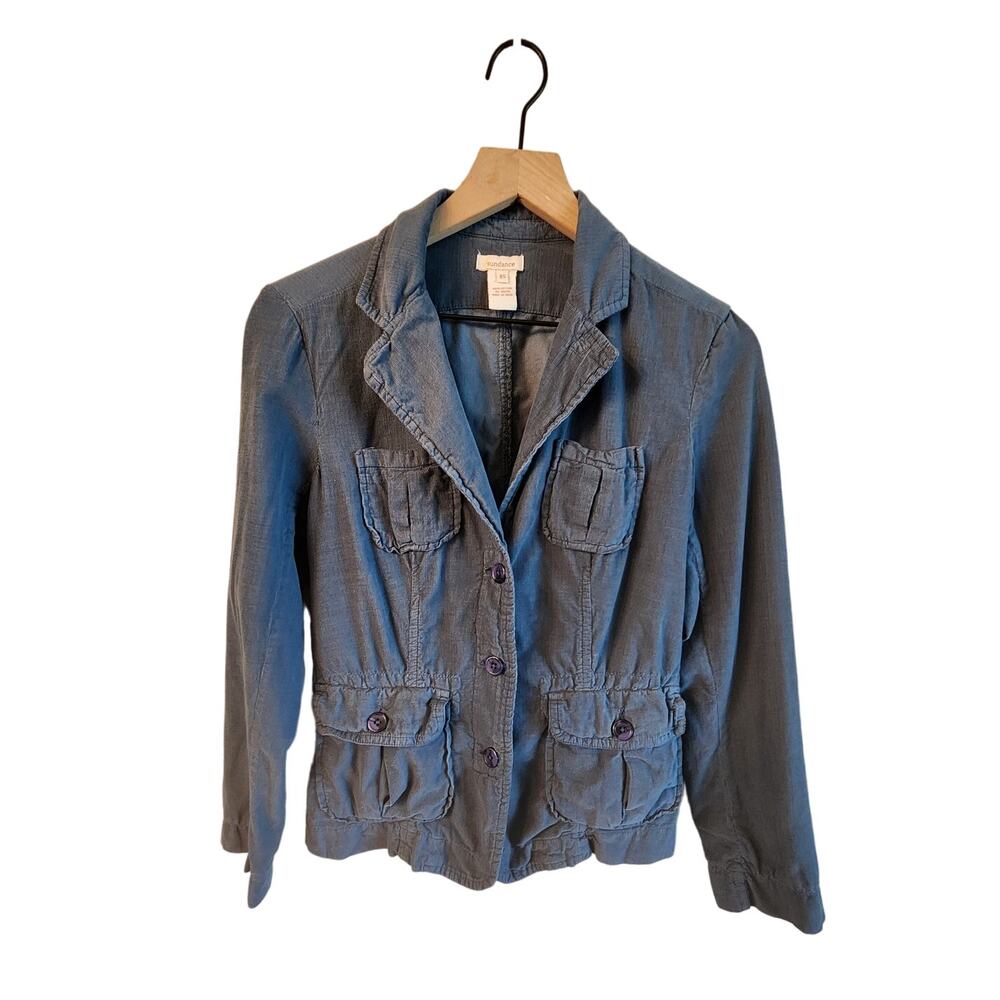 Sundance Corduroy Jacket SZ XS Blue Gathered Waist Women's
